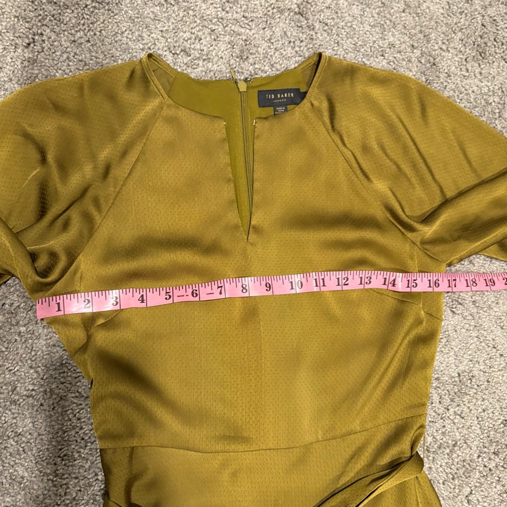 Ted Baker HARIIET Midi Dress In Khaki Green Size 1 / S - Picture 8 of 15